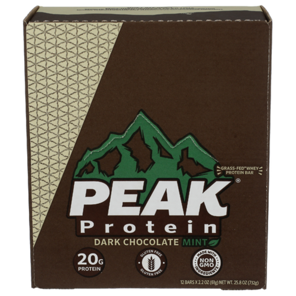 Peak Protein Dark Chocolate Mint Whey Protein Bar 12 Pack Case