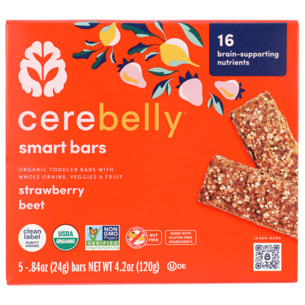Cerebelly Inc Organic Strawberry Beet Toddler Smart Bars 5 Pack