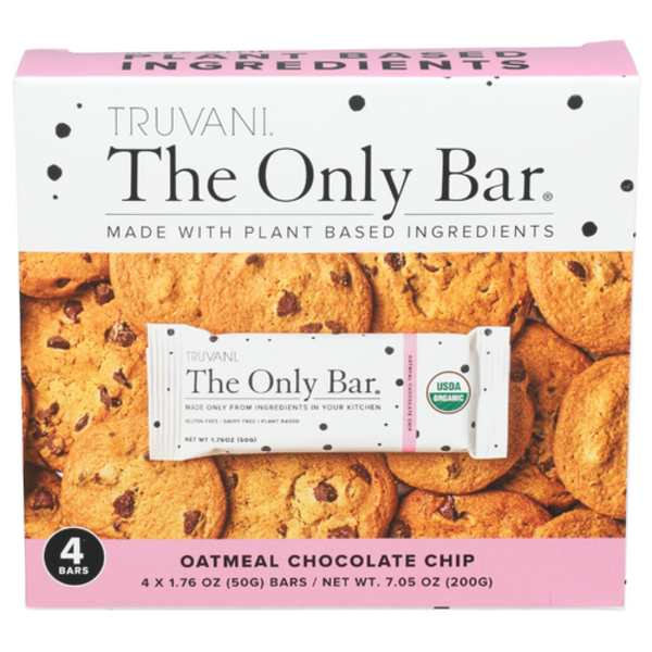 Truvani Organic Oatmeal Chocolate Chip The Only Bar 4 Pack Case