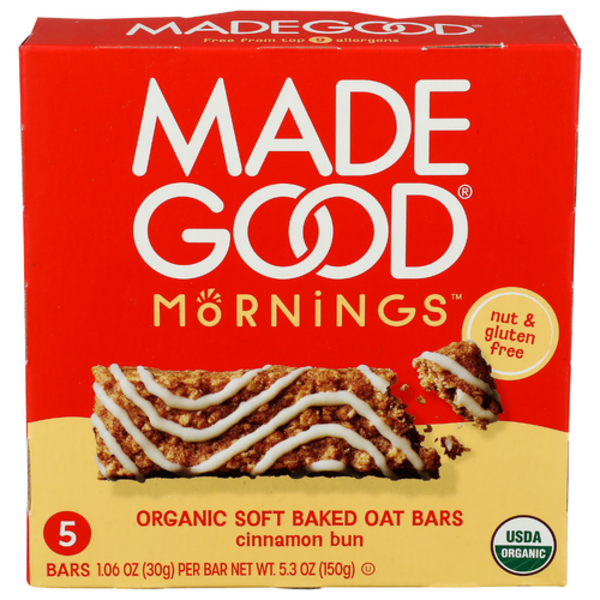 Madegood Organic Cinnamon Bun Mornings Soft Baked Oat Bars 5 Pack