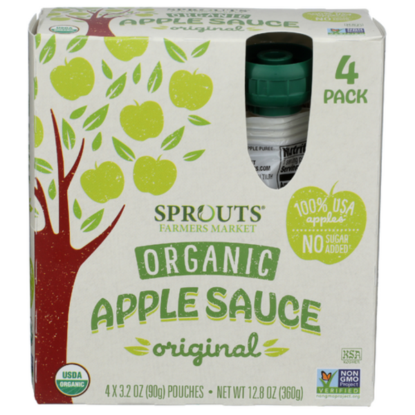 Sprouts Organic Original Apple Sauce Pouch 4 Pack