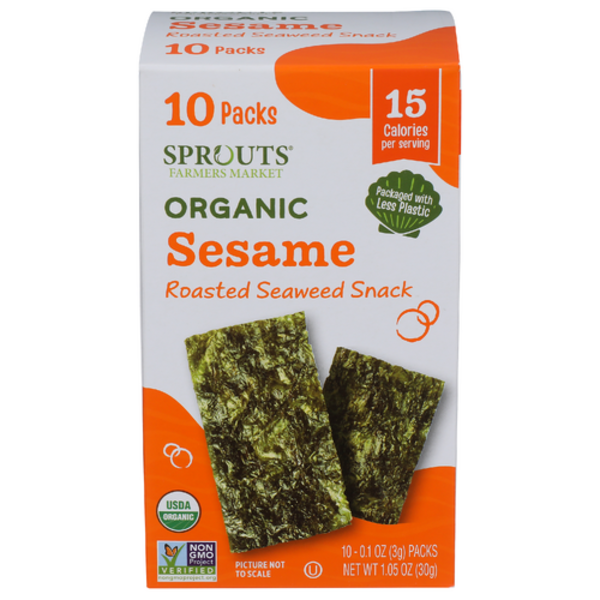 Sprouts Organic Sesame Roasted Seaweed Snack 10 Pack