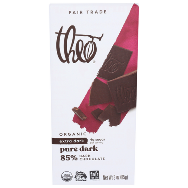 Theo Chocolate Organic Fair Trade Pure 85% Dark Chocolate Bar