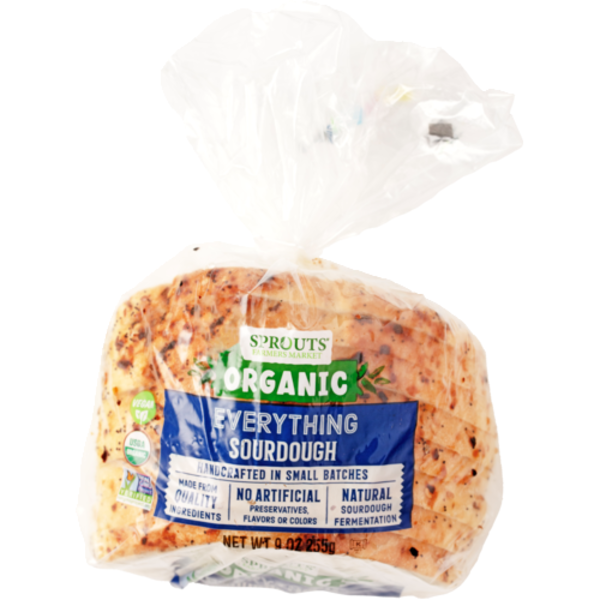 Sprouts Organic Sliced Everything Sourdough Bread Half Loaf
