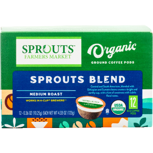 Sprouts Organic Medium Blend Coffee Pods 12 Pack