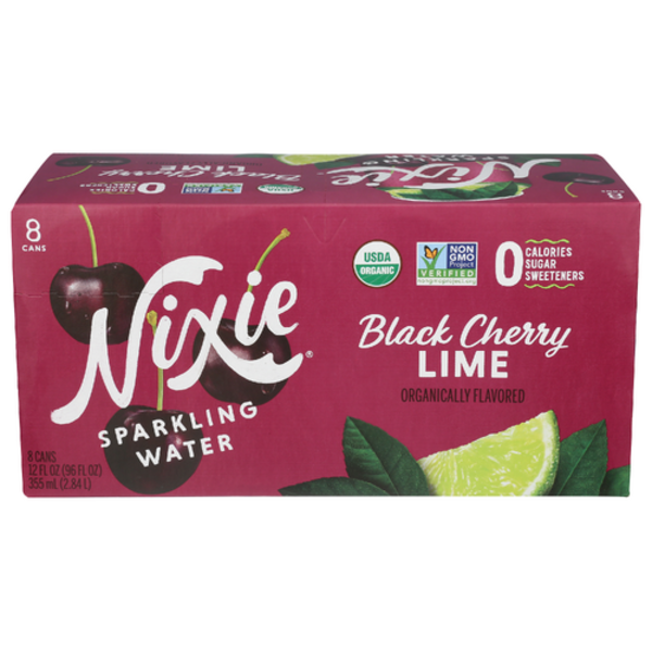 Nixie Sparkling Water Organic Black Cherry Lime Sparkling Water 8 Pack