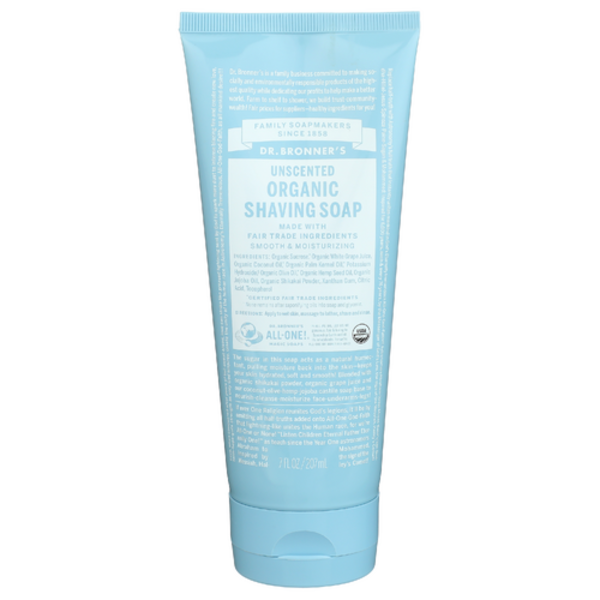Dr. Bronner's Organic Unscented Shaving Soap Gel