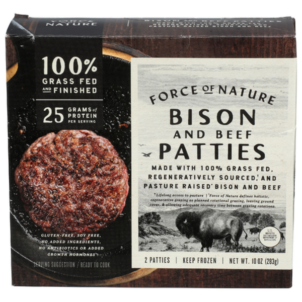 Force Of Nature Meats Grass Fed Bison & Beef Patties 2 Pack