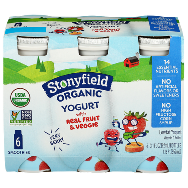 Stonyfield Organic Berry Yogurt Smoothies 6 Pack