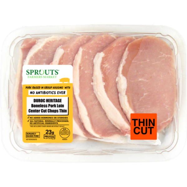 Sprouts Boneless Pork Loin Center Cut Thin Chops No Antibiotics Ever