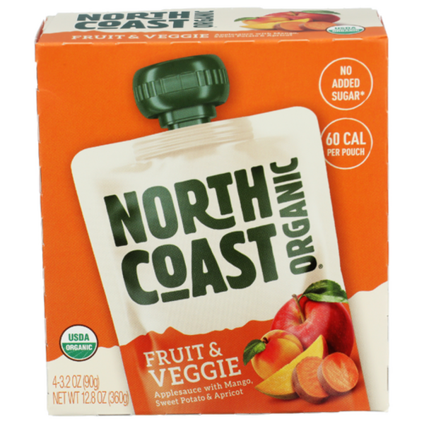 North Coast Organic Fruit + Veggie Mango Sweet Potato Apricot Apple Sauce 4 Pack