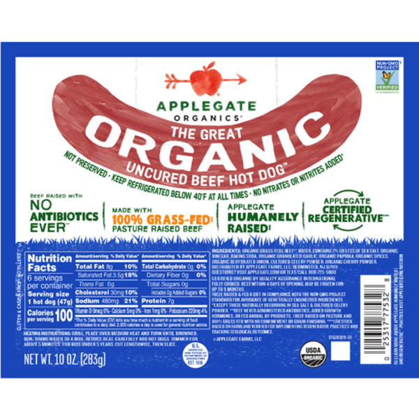 Applegate Organic Uncured Beef Hot Dogs