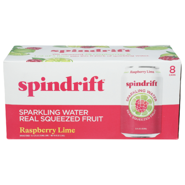 Spindrift Sparkling Water & Real Squeezed Raspberry Lime 8 Pack