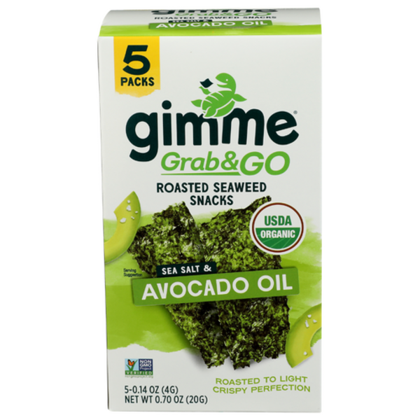 Gimme Health Foods Organic Sea Salt & Avocado Oil Grab & Go Roasted Seaweed Snacks 5 Pack
