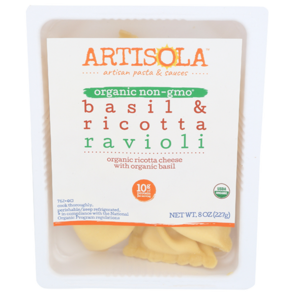 Artisola Artisan Pastas And Sauces Organic Basil & Ricotta Ravioli