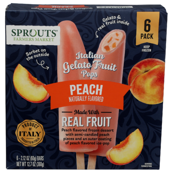 Sprouts Peach Italian Gelato Fruit Pops 6 Pack