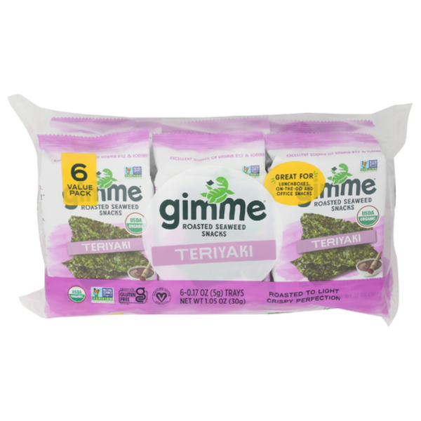 Gimme Health Foods Organic Teriyaki Roasted Seaweed 6 Pack
