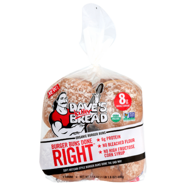 Dave's Killer Bread Organic White Burger Buns Done Right 8 Pack