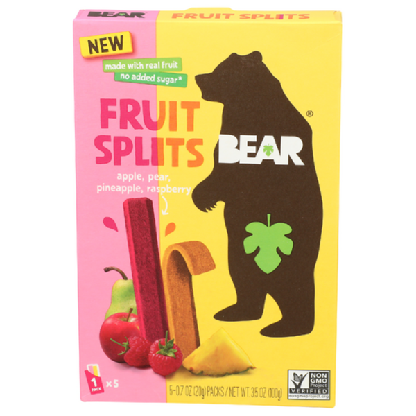 Bear Snacks Apple Pear Pineapple Raspberry Fruit Splits 5 Pack
