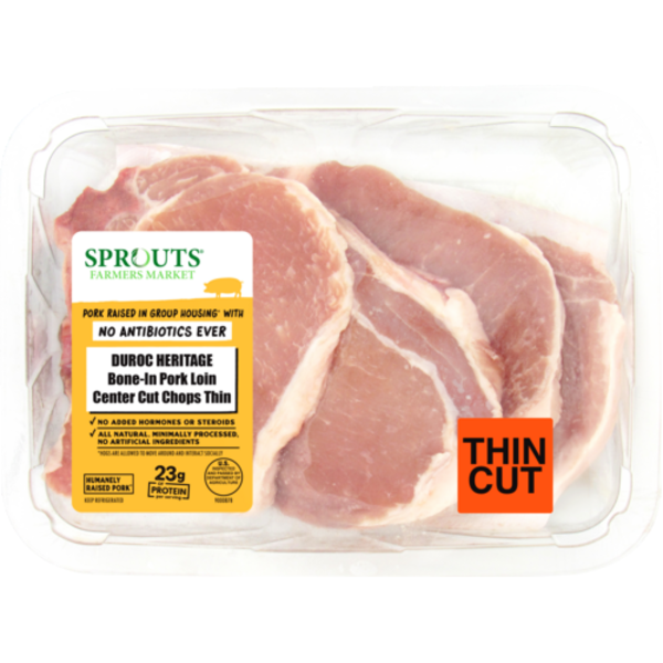 Sprouts Bone-In Pork Loin Center Cut Thin Chops No Antibiotics Ever
