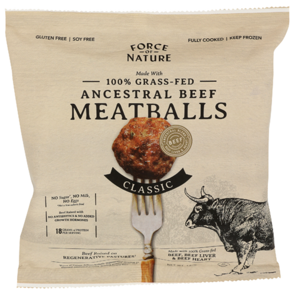 Force Of Nature Meats 100% Grass Fed Ancestral Beef Classic Meatballs