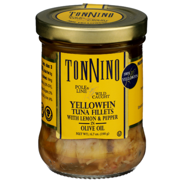 Tonnino Pole & Line Wild Caught Yellowfin Tuna Fillets With Lemon & Pepper In Olive Oil