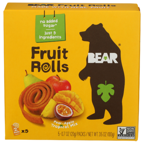 Bear Snacks Pear-Apple Tropical Mix Fruit Rolls 5 Pack
