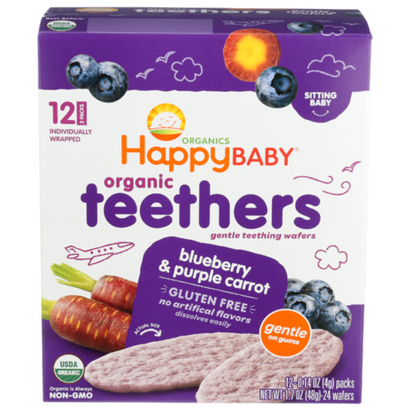 Happy Baby Organic Blueberry & Purple Carrot Teethers 12 Pack