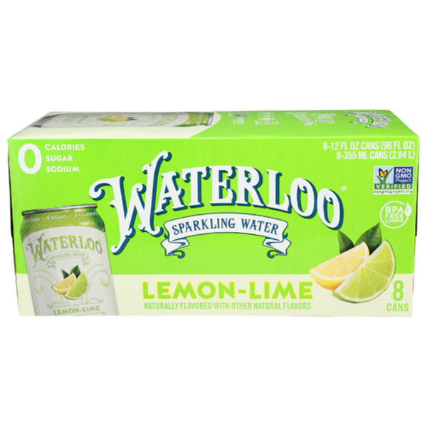 Waterloo Lemon Lime Sparkling Water 8 Pack Case