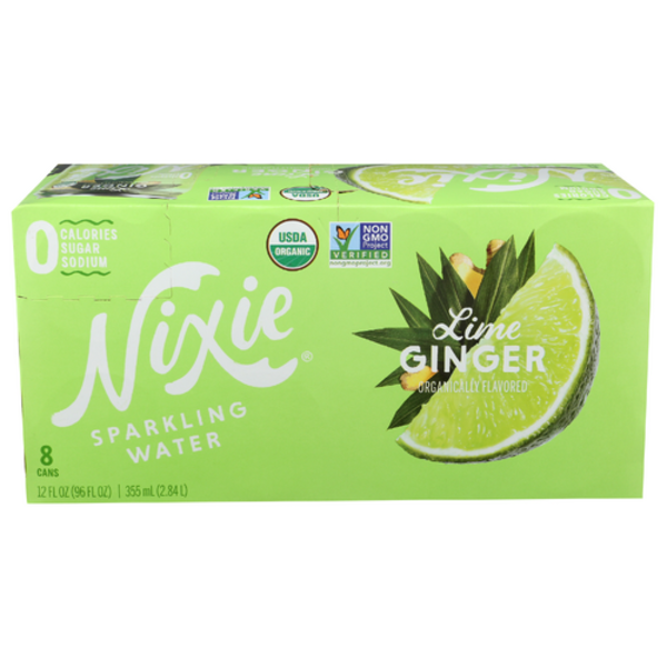 Nixie Sparkling Water Organic Lime Ginger Sparkling Water 8 Pack