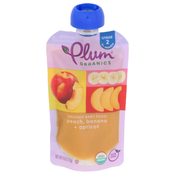 Plum Organics Organic Peach, Baa & Apricot Stage 2 Baby Food Pouch