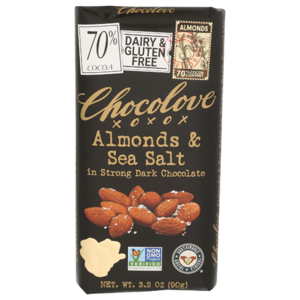 Chocolove Almonds & Sea Salt In Strong Dark Chocolate Bar