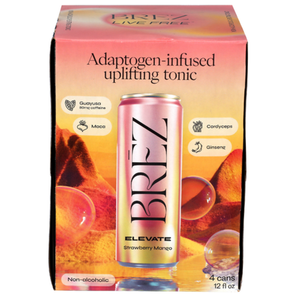 Brez Elevate Strawberry Mango Uplifting Non-Alcoholic 4 Pack Case