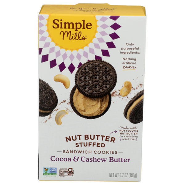 Simple Mills Cocoa Cashew Creme Nut Butter Stuffed Sandwich Cookies