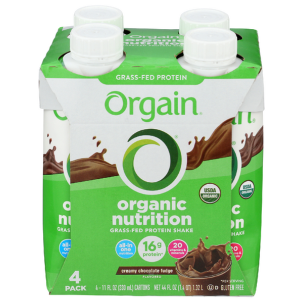 Orgain Organic Nutrition Complete Protein Shake Chocolate Fudge 4 Pack