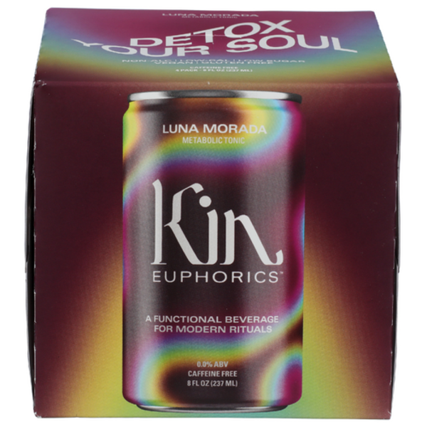 Kin Euphorics Luna Morada Metabolic Tonic Beverage 4 Pack Case