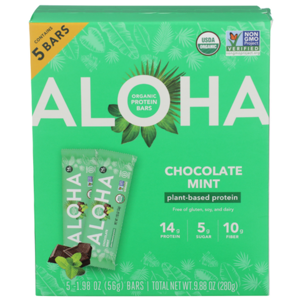 Aloha Organic Chocolate Mint Plant-Based Protein Bars 5 Pack